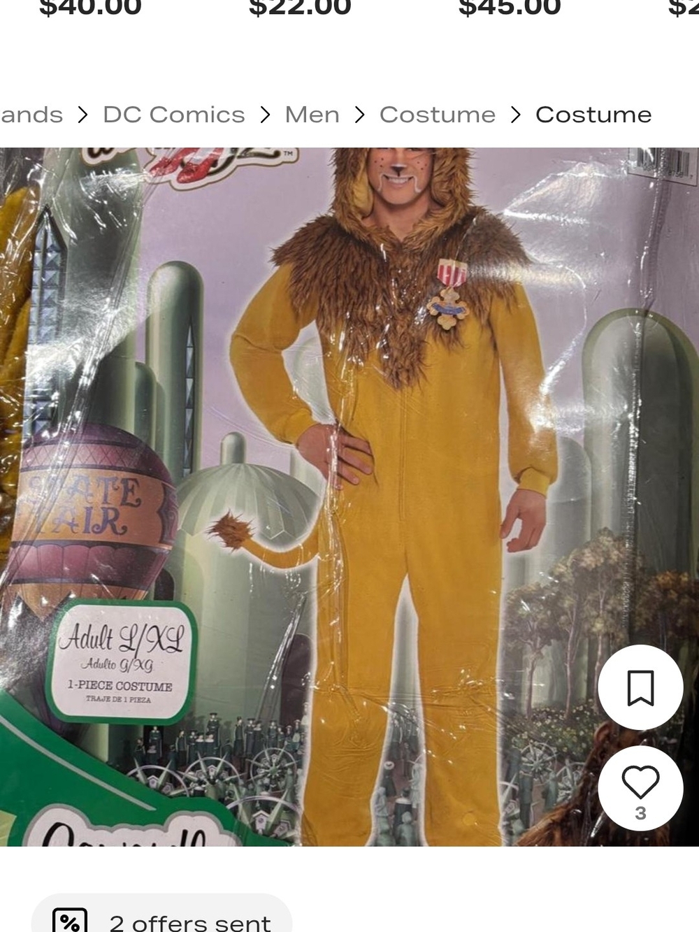 Men's Cowardly Lion Halloween Costume